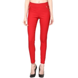 Zipped Jegging Red Color