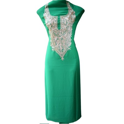 Tilla Work Georjette Kurti Green Color