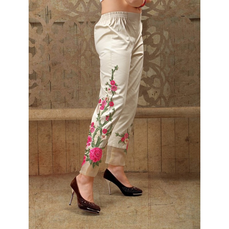 Buy Off White Cotton Pant,straight Pakistani Cigarette Trousers Online in  India - Etsy