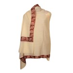 Sozni Needle Work Ladies Shawl (Light Beige Colour)