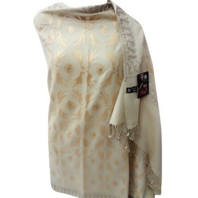 Mist Brown Designer Aari Work Shawl