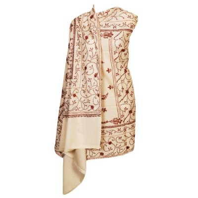 Sozni Work Designer Ladies Shawl (Off White)