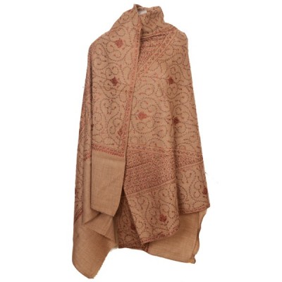 Sozni Work Designer Ladies Shawl (Light Beige Colour)