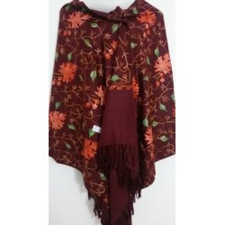 Kashmiri Kadai Stole Shawl (Maroon Colour)