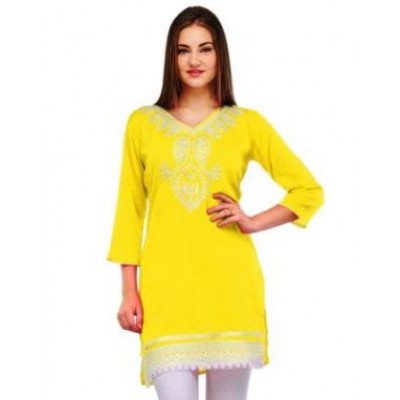 Kashmiri Kadai Yellow Kurti