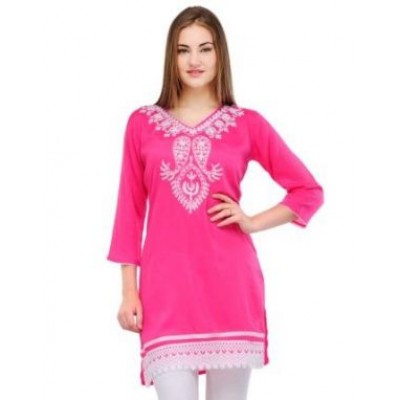 Kashmiri Kadai Pink Kurti