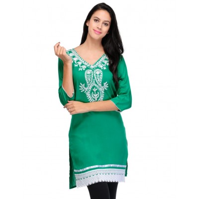 Kashmiri Kadai Green Kurti