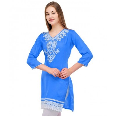 Kashmiri Kadai Sky Blue Kurti