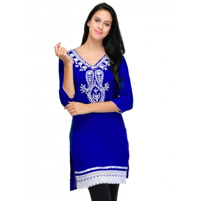 Kashmiri Kadai Blue Kurti