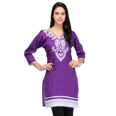 Kashmiri Kadai Purple Kurti