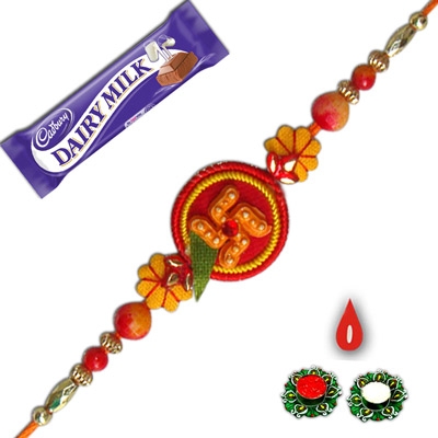 Red and Yellow Swastik Rakhi