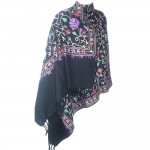 Kashmiri Kadai Stole Shawl (Black Colour)