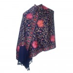 Kashmiri Kadai Stole Shawl (Navy Blue Colour)