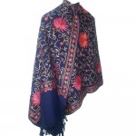 Kashmiri Kadai Stole Shawl (Navy Blue Colour)