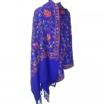 Kashmiri Kadai Stole Shawl (Blue Colour)