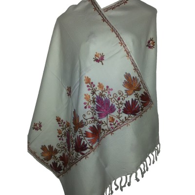 Kashmiri Kadai Stole Shawl (Off White Colour)