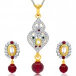 Ethnic Gold and Rhodium Plated AD Kundan Pendant Set for Women