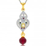 Ethnic Gold and Rhodium Plated AD Kundan Pendant Set for Women