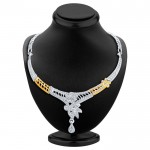 Glittery Gold and Rhodium Plated AD Necklace Set