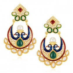Prettly Peacock Gold Plated Australian Diamond Earrings