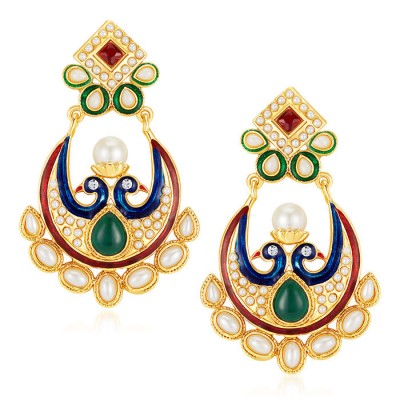 Prettly Peacock Gold Plated Australian Diamond Earrings