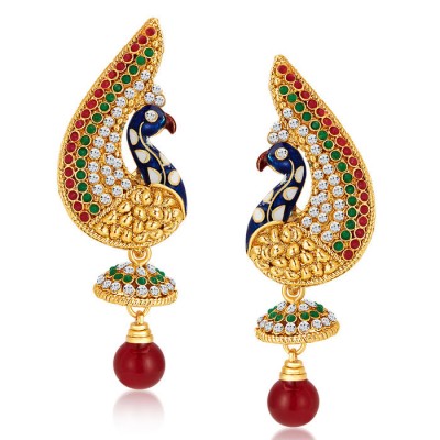 Peacock Gold Plated Australian Diamond Earrings