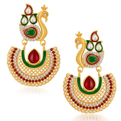 Eye-Catchy Peacock Gold Plated Australian Diamond Earrings