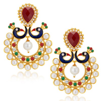Gleaming Peacock Gold Plated Australian Diamond Earrings