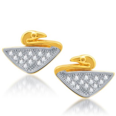 Modern Gold and Rhodium Plated Micro Pave CZ Earrings