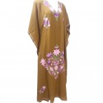 Womens Kaftan with Floral Embroidery (Brown Color)