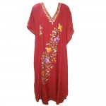 Womens Kaftan with Floral Embroidery (Maroon Color)