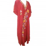 Womens Kaftan with Floral Embroidery (Maroon Color)