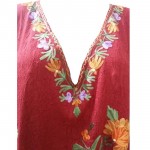 Womens Kaftan with Floral Embroidery (Maroon Color)