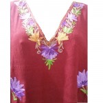 Womens Kaftan with Floral Embroidery (Maroon)