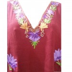 Womens Kaftan with Floral Embroidery (Maroon)