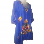 Womens Kaftan with Floral Embroidery (Blue Color)