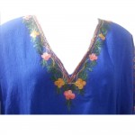 Womens Kaftan with Floral Embroidery (Blue Color)