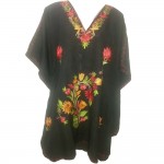 Womens Kaftan with Floral Embroidery (Black Color)