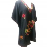 Womens Kaftan with Floral Embroidery (Black Color)