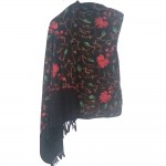 Kashmiri Kadai Stole Shawl (Black Color)