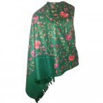 Kashmiri Kadai Stole Shawl (Green Color)