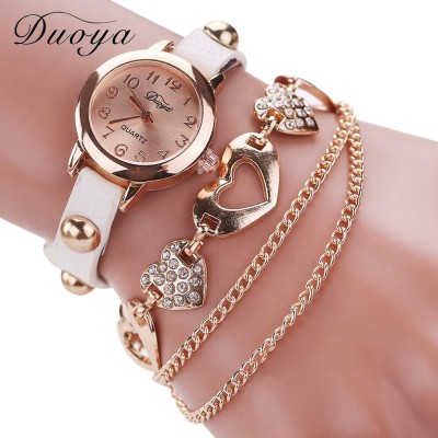 Heart Shape Bracelet watch (White Strap)