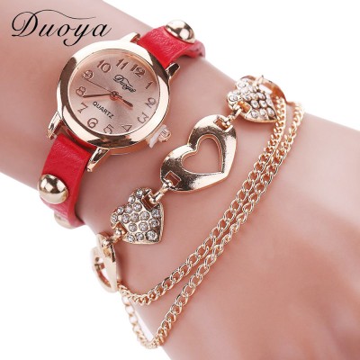 Heart Shape Bracelet watch (Red Strap)