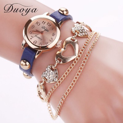 Heart Shape Bracelet watch (Navy Blue Strap)