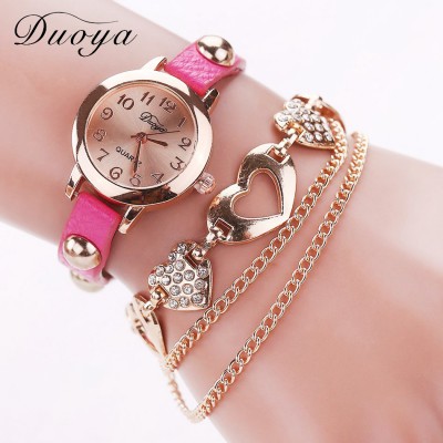 Heart Shape Bracelet watch (Magenta Strap)